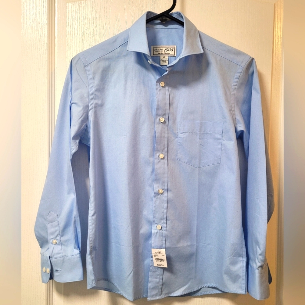 Jos A Bank Boys Light Blue Dress Shirt, Size 12, NWT
